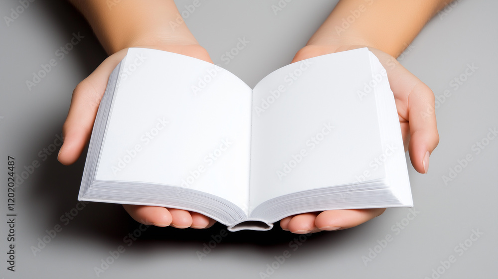 Aufkleber two hands holding an open book with pages spread, symbolizing knowledge and learning.