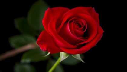 a close up of a red rose on a black background