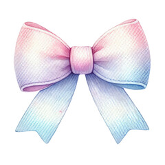 Delicate bow with a pastel watercolor gradient and textured details, ideal for creative decorations, crafts, and gifts.