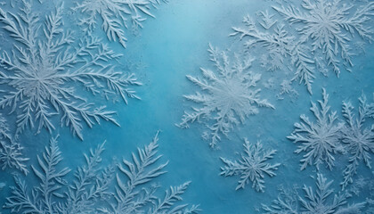  Intricate Frost Patterns on Blue Background