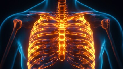 Human Rib Cage Anatomy 3D Medical Illustration of the Thorax and Upper Body Bones