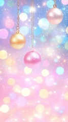 Fototapeta premium Pastel Christmas Balls with Bokeh Background