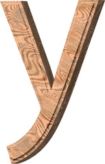 Obraz premium Wooden small letter y 3d on a transparent background