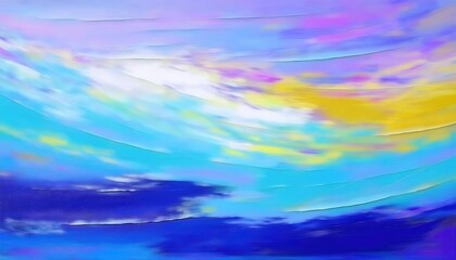 Obraz premium ethereal abstract horizon blending vibrant blue, yellow, and lavender hues, ideal for modern decor or artistic projects