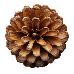 Top View of a Pine Cone Isolated on a White Background: Nature's Intricate Beauty