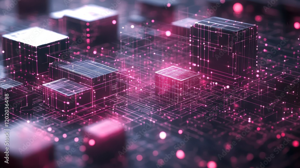 Aufkleber abstract network data cubes futuristic digital technology background