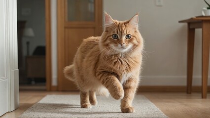 Fawn british longhair cat in the living room