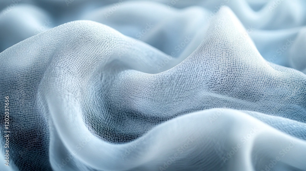 Poster capturing delicate weave and soft texture of light gray breathable cotton fabric composition emphasi