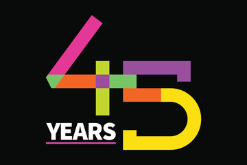 Colorful Number 45. 45 years colorful logo