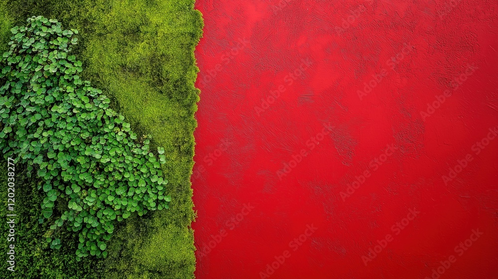 Sticker Colorful moss and red wall for design