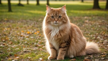 Obraz premium Fawn british longhair cat in the park