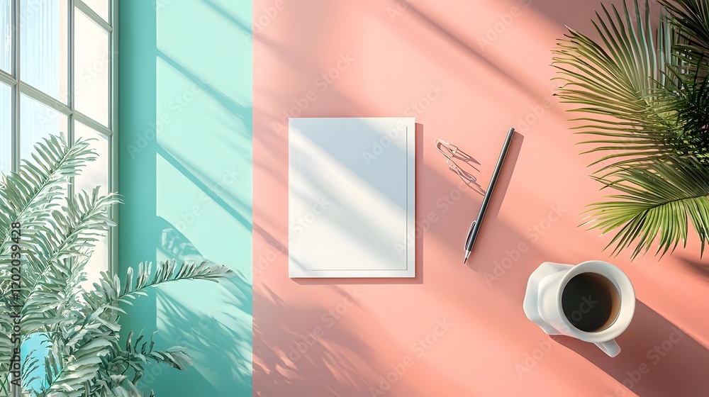 Poster elegant and contemporary minimalist pastel card design with subtle accents geometric shapes and an o