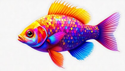 Fototapeta premium Vibrant Rainbow Fish: A Polygonal Masterpiece