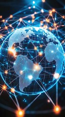 Global network connections, digital world, data flow, futuristic background, technology concept