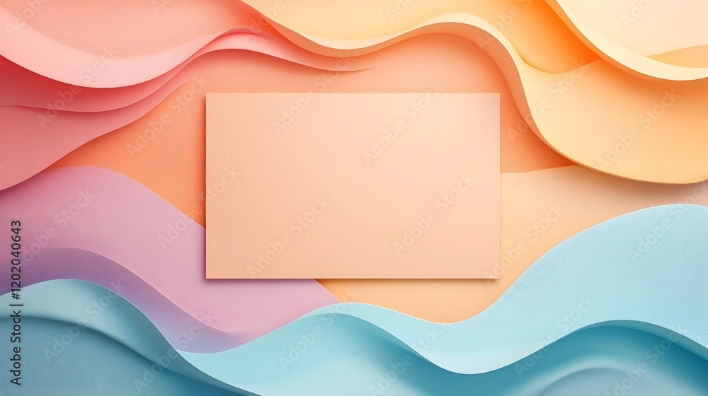 Poster elegant and minimalist pastel colored card design with subtle accents and empty central space for pe