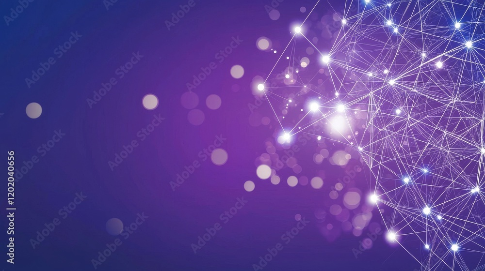 Fototapete big data visualization depicted on a digital blue background with dots and lines, illustrating a net