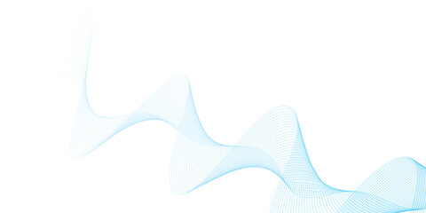 Abstract soft blue wave lines dynamic flowing colorful light isolated background. Vector illustration.