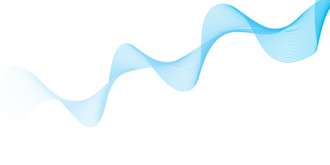 Abstract soft blue wave lines dynamic flowing colorful light isolated background. Vector illustration.