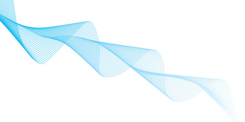 Abstract soft blue wave lines dynamic flowing colorful light isolated background. Vector illustration.