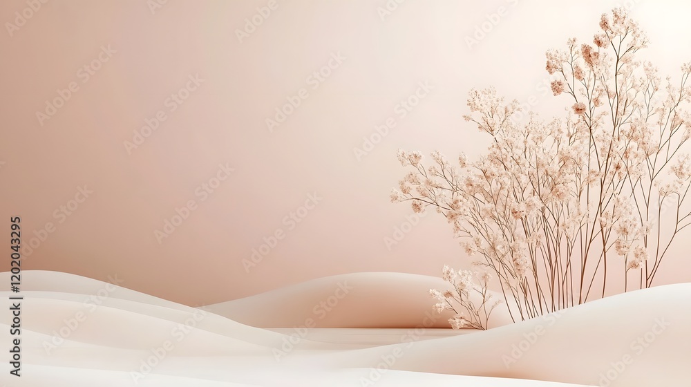 Poster elegant minimalist birthday greeting design with soft pink and cream tones and spacious central area
