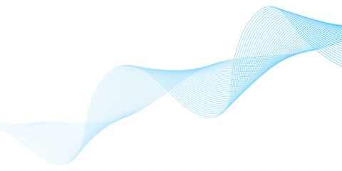 Abstract soft blue wave lines dynamic flowing colorful light isolated background. Vector illustration.