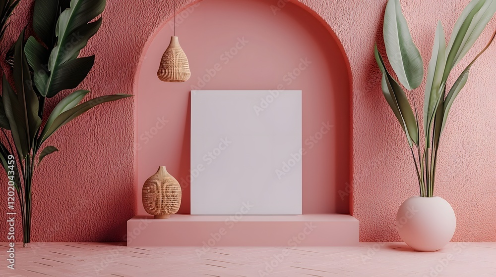 Poster elegant minimalist pastel card design with soft accents and empty space in the center for custom tex