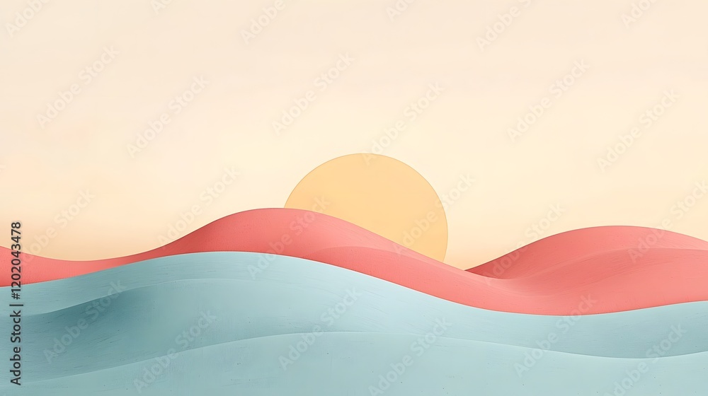 Poster elegant minimalist pastel greeting card with wide central blank area for personalized messages desig