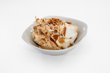 Homemade Ice Cream in a White Bowl on a Clean White Background
