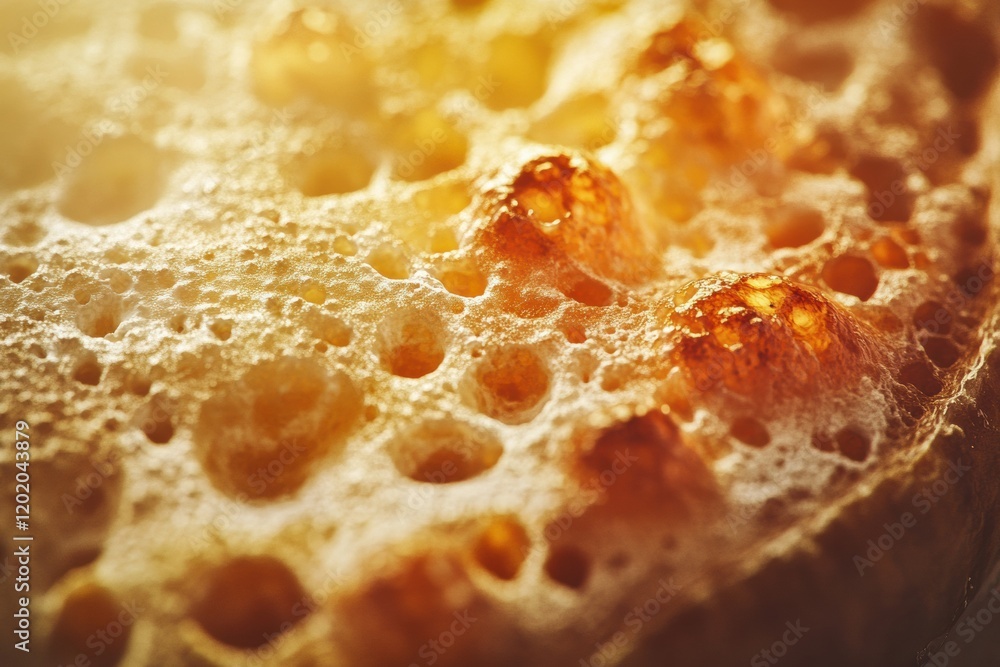 Leinwandbilder close up view of bacteria thriving on a piece of bread showing texture and color variations under na