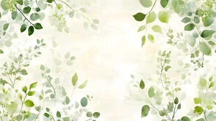 serene watercolor pattern featuring assorted greenery, creating calming atmosphere. Perfect for backgrounds or nature themed designs