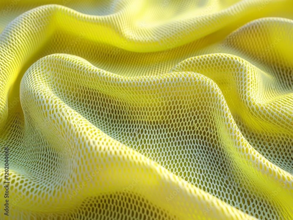 Aufkleber neon green synthetic mesh fabric features open weave and elastic texture enhances its athletic look.