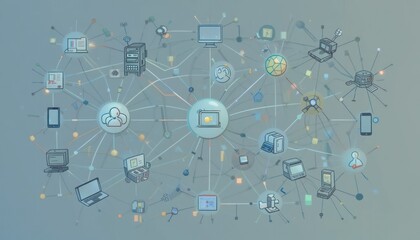 Global Network Data sharing, interconnected devices, digital world, cloud computing