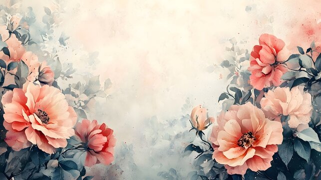 Muted pastel birthday card with subtle floral accents and an empty center for personalizing with handwritten messages greetings or well wishes