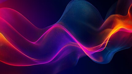Abstract Colorful Waves Flowing Dynamically Across Dark Background