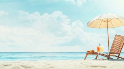 Fototapeta premium Relaxing Beach Scene with Lounge Chair