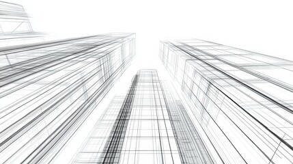 Fototapeta premium Architectural Design Sketch of Modern Skyscrapers
