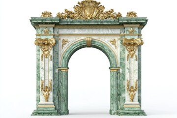 Naklejka premium Elegant Green Marble Archway With Golden Accents