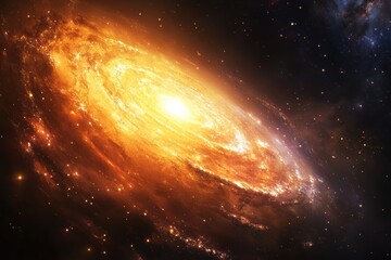 Fototapeta premium Colorful galaxy displaying swirling nebula and glowing planets in deep space at twilight. Generative AI