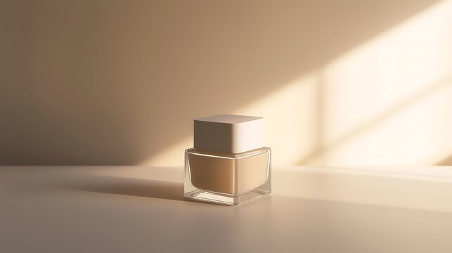 A small, square cosmetic jar with no branding, placed under soft studio lighting on a neutral background.