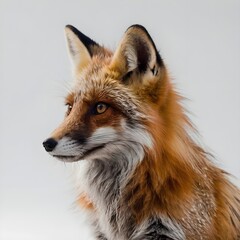 Obraz premium red fox side view on white background