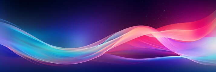 Naklejka premium Abstract Flowing Neon: Vivid, dynamic neon waves in shades of pink, blue, and purple create a mesmerizing abstract design, perfect for backgrounds, presentations, and digital art.