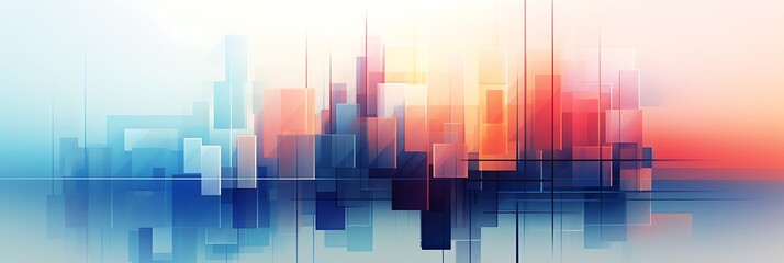 Urban Skyline: A captivating abstract cityscape, rendered in vibrant hues of blue, red, and orange, evokes a sense of dynamism and energy. The blurred lines and geometric shapes create a modern.