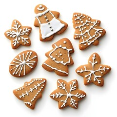 Festive gingerbread and frosting on the white background
