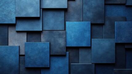 Minimalist abstract wallpaper featuring rectangles on a blue background. Banner template with white space for text, perfect for modern and professional design purposes.