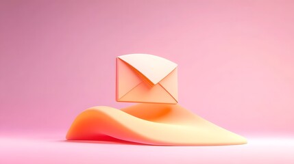 Fototapeta premium Minimal Simple Alert Email Envelope Icon on Light Pastel Gradient