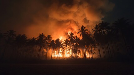 Obraz premium Vivid Jungle Fire at Night with Orange Flames