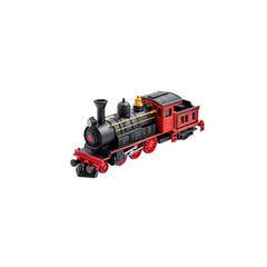Fototapeta premium Vintage Toy Train: A classic red and black toy steam locomotive, detailed and evocative of a bygone era of train travel. Perfect for nostalgic projects or children's content. 