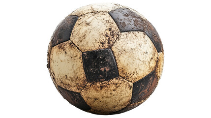 Worn and Dirty Soccer Ball Isolated on a White Background: A Realistic and Raw Perspective