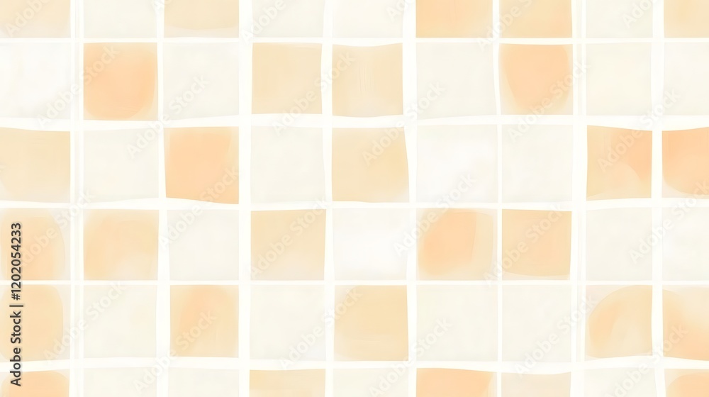 Poster seamless muted yellow grid pattern on light sand background for minimalist design
