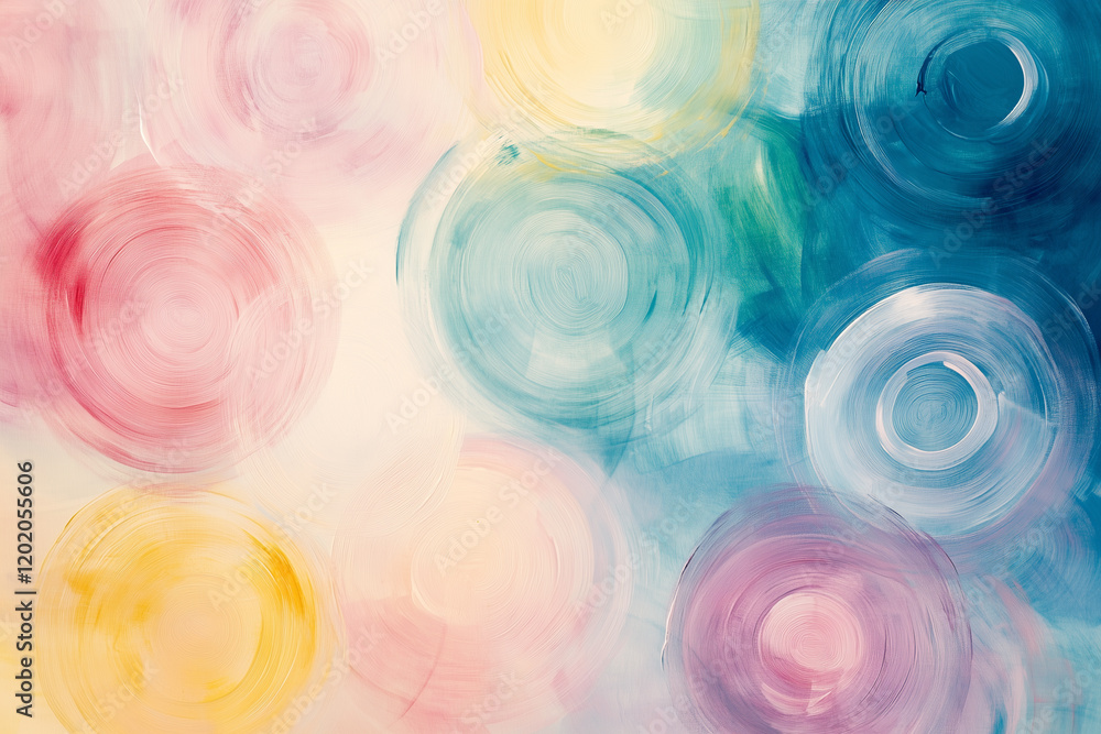 Aufkleber exploring the vibrant energy of concentric circles in an abstract painting filled with color and mov